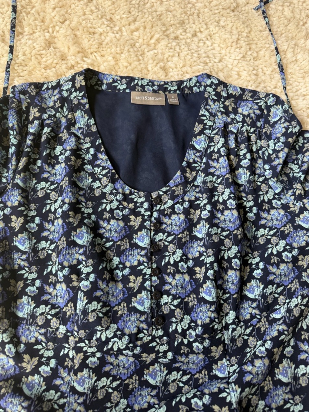 croft & barrow long sophisticated women’s spring Blue Floral Midi Dress - Picture 5 of 6